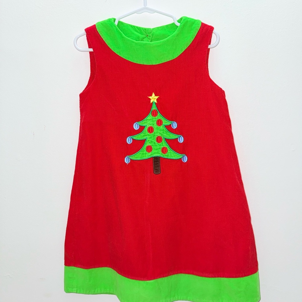 Size 4 Christmas Red and Green Kids Casual Dress